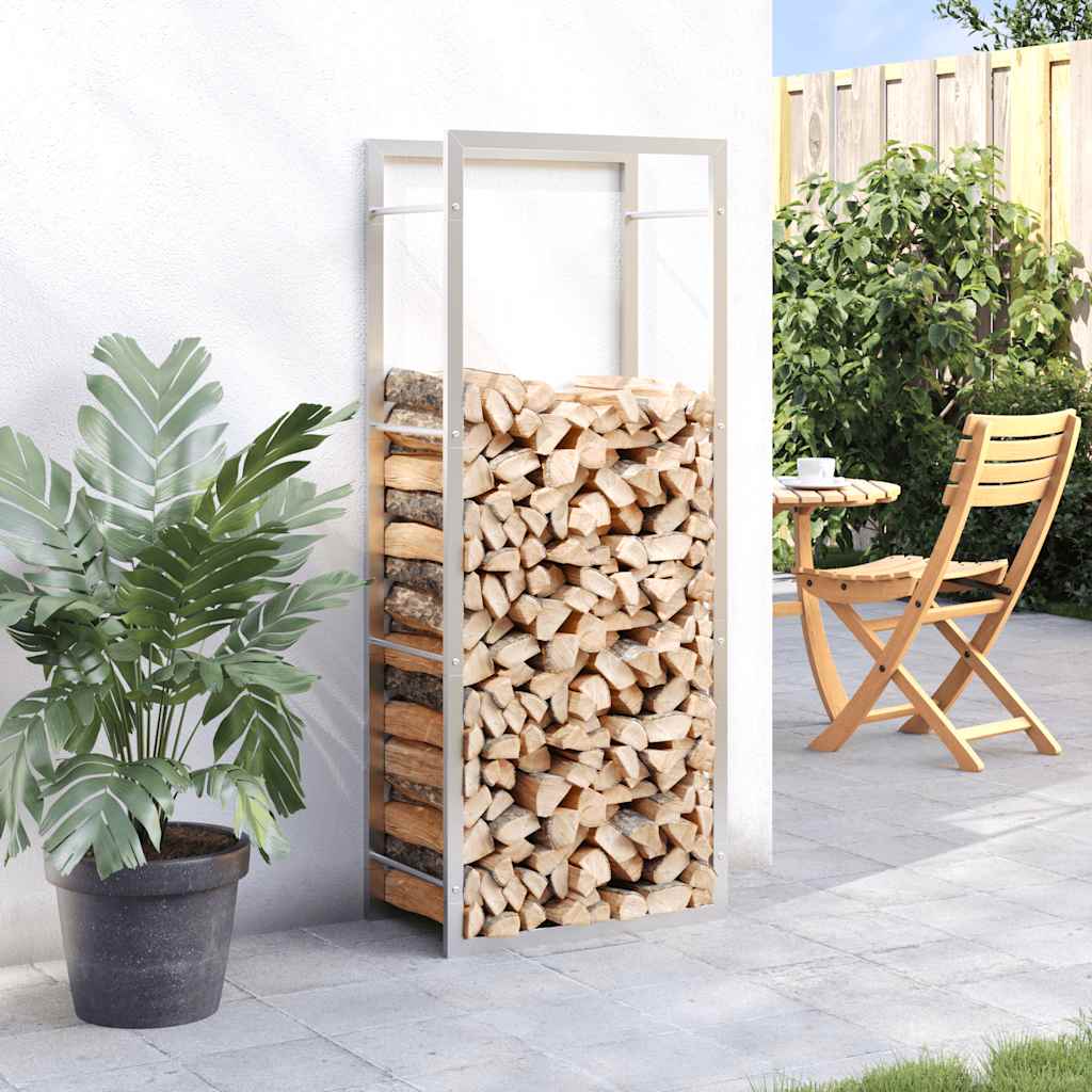 Vidaxl haardhoutrek 50x28x132 cm roestvrij staal