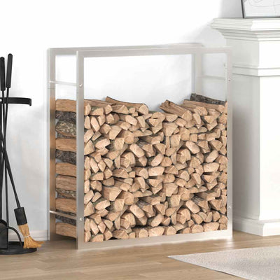 Vidaxl haardhoutrek 80x28x86 cm roestvrij staal