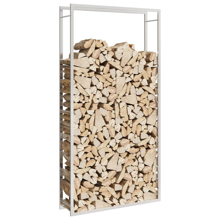 VidaXL Haardhoutrek 110x28x214 cm roestvrij staal