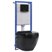 VidaXL Hangend toilet randloos met verborgen stortbak keramiek wit - afbeelding 1