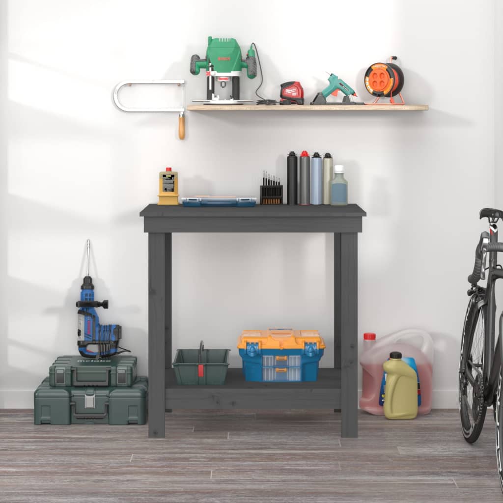 Vidaxl werkbank 80x50x80 cm massief grenenhout grijs