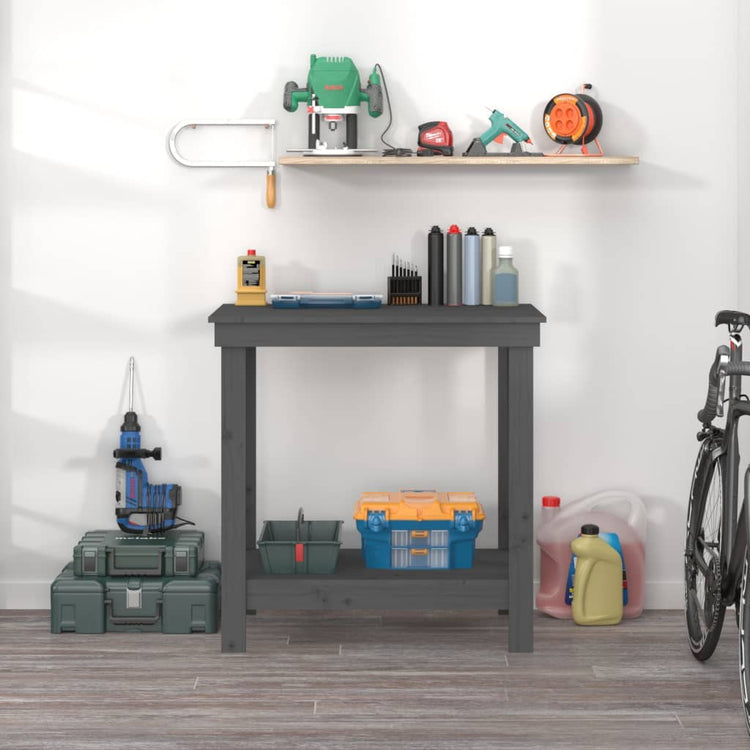 Vidaxl werkbank 80x50x80 cm massief grenenhout grijs