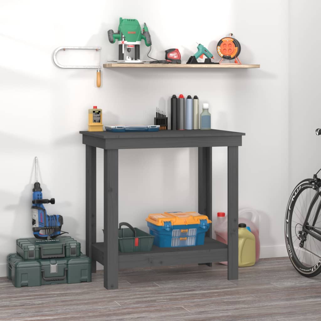Vidaxl werkbank 80x50x80 cm massief grenenhout grijs