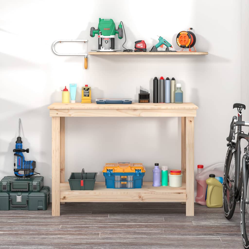 Vidaxl werkbank 110x50x80 cm massief grenenhout