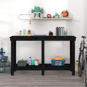 Vidaxl werkbank 140x50x80 cm massief grenenhout zwart - afbeelding 3