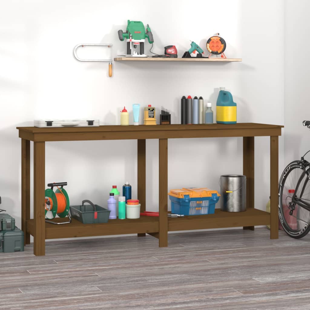 Vidaxl werkbank 180x50x80 cm massief grenenhout honingbruin