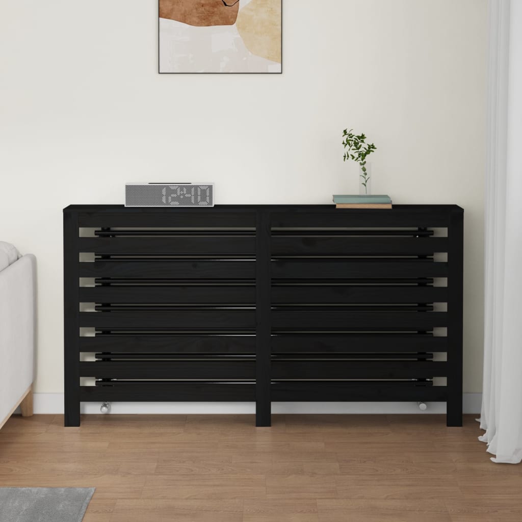 VidaXL Radiatorombouw 153x19x84 cm massief grenenhout zwart