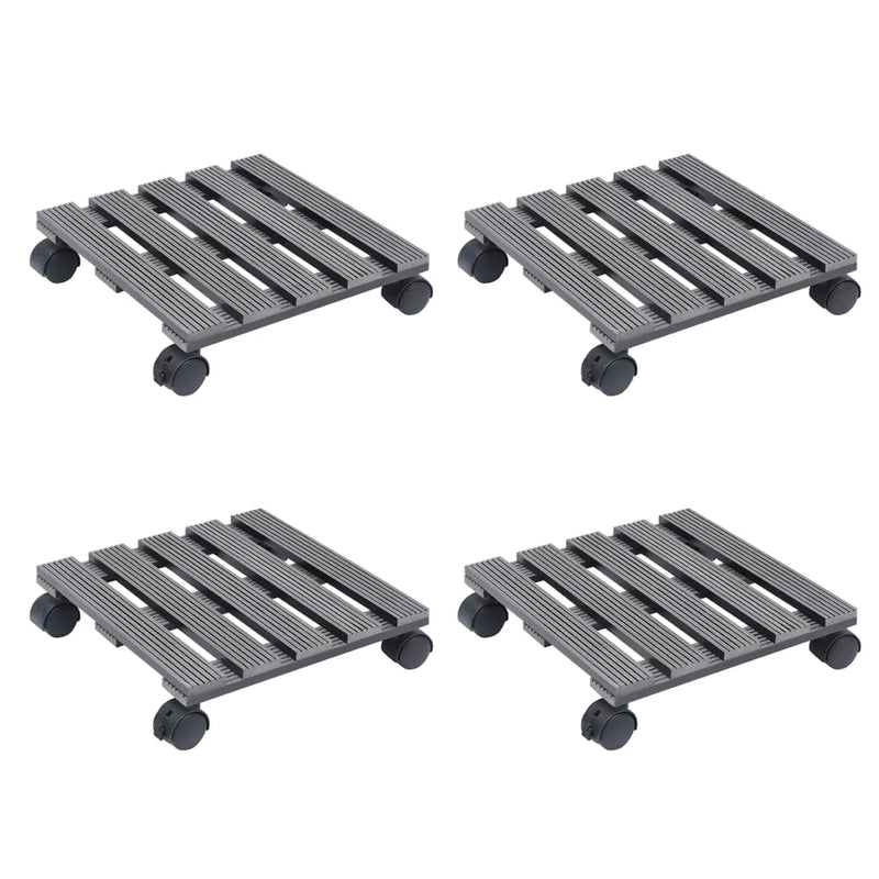 VidaXL Plantentrolleys 4 st 30x30x7,5 cm HKC grijs