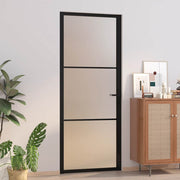 Vidaxl binnendeur 83x201,5 cm matglas en aluminium zwart - afbeelding 1
