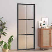 Vidaxl binnendeur 83x201,5 cm matglas en aluminium zwart - afbeelding 1