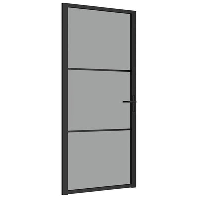 Vidaxl binnendeur 93x201,5 cm esg-glas en aluminium zwart