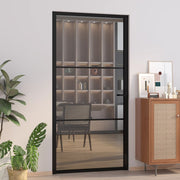VidaXL Binnendeur 102,5x201,5 cm ESG-glas en aluminium zwart - afbeelding 1