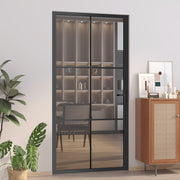 VidaXL Binnendeur 102,5x201,5 cm ESG-glas en aluminium zwart - afbeelding 1