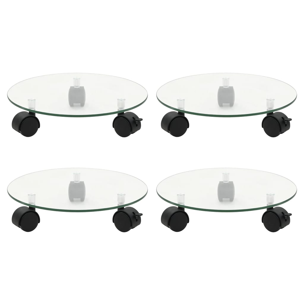 Vidaxl plantenrollers 4 st rond 28 cm gehard glas