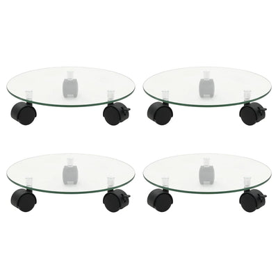 Vidaxl plantenrollers 4 st rond 28 cm gehard glas