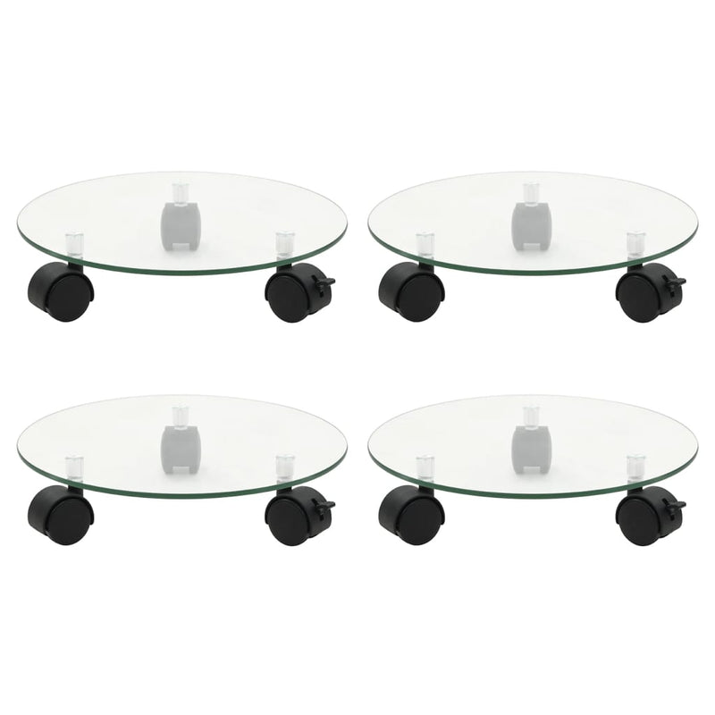 Vidaxl plantenrollers 4 st rond 28 cm gehard glas