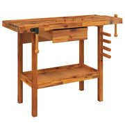 Vidaxl werkbank met lade en bankschroeven 124x52x83 cm massief acaciahout - afbeelding 2