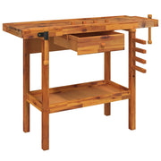 Vidaxl werkbank met lade en bankschroeven 124x52x83 cm massief acaciahout - afbeelding 3