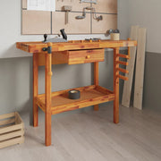 Vidaxl werkbank met lade en bankschroeven 124x52x83 cm massief acaciahout - afbeelding 1