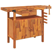 Vidaxl werkbank met lade en bankschroeven 124x52x83 cm massief acaciahout - afbeelding 2