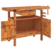 Vidaxl werkbank met lade en bankschroeven 124x52x83 cm massief acaciahout - afbeelding 3