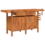 VidaXL Werkbank met lades en bankschroeven 162x62x83 cm acaciahout - afbeelding 2