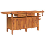 VidaXL Werkbank met lades en bankschroeven 192x62x83 cm acaciahout - afbeelding 2