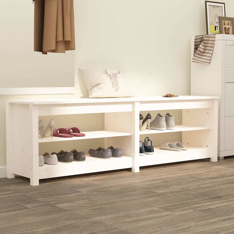 Vidaxl schoenenbank 160x36,5x50 cm massief grenenhout wit