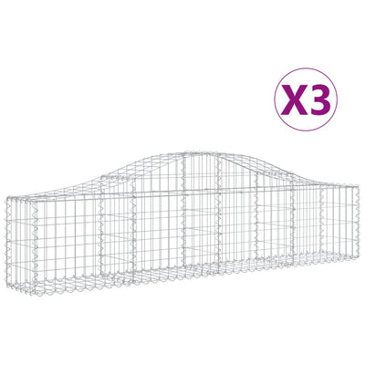 VidaXL Schanskorven 3 st gewelfd 200x30x40 60 cm gegalvaniseerd ijzer