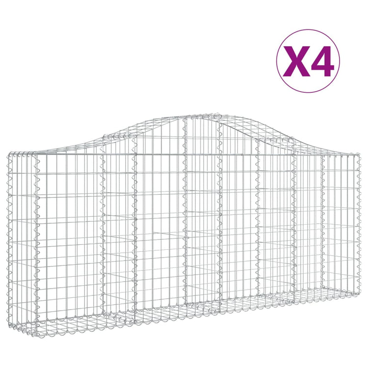 VidaXL Schanskorven 4 st gewelfd 200x30x80 100 cm gegalvaniseerd ijzer