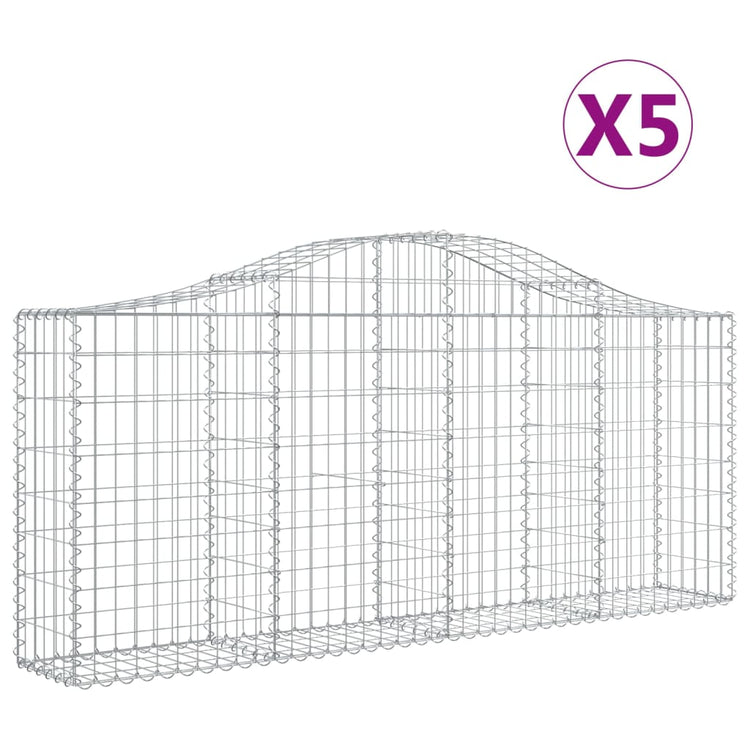 VidaXL Schanskorven 5 st gewelfd 200x30x80 100 cm gegalvaniseerd ijzer