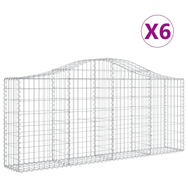 VidaXL Schanskorven 6 st gewelfd 200x30x80 100 cm gegalvaniseerd ijzer