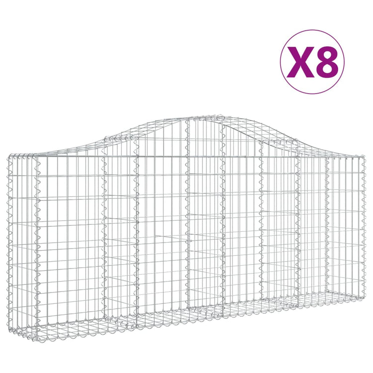 VidaXL Schanskorven 8 st gewelfd 200x30x80 100 cm gegalvaniseerd ijzer