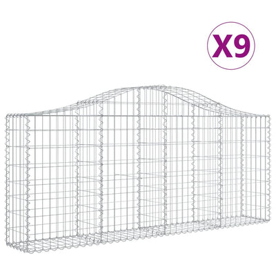VidaXL Schanskorven 9 st gewelfd 200x30x80 100 cm gegalvaniseerd ijzer