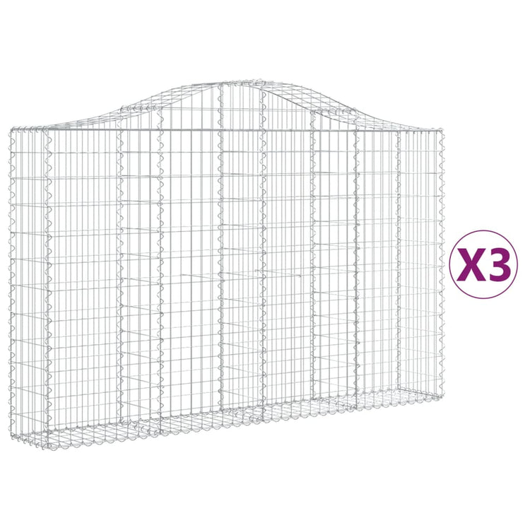 VidaXL Schanskorven 3 st gewelfd 200x30x120 140 cm ijzer