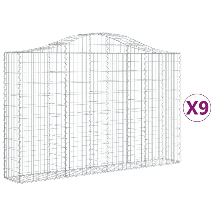 VidaXL Schanskorven 9 st gewelfd 200x30x120 140 cm ijzer