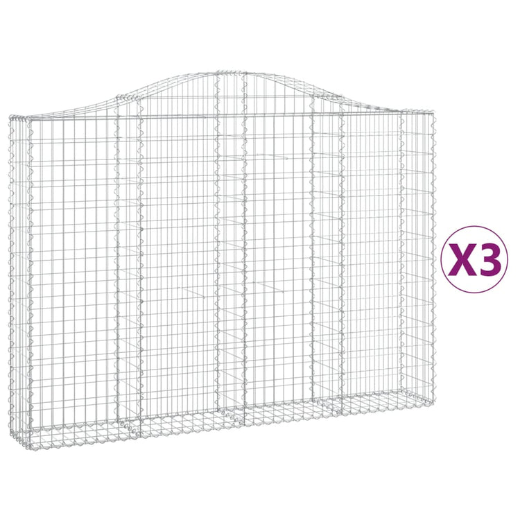 VidaXL Schanskorven 3 st gewelfd 200x30x140 160 cm ijzer