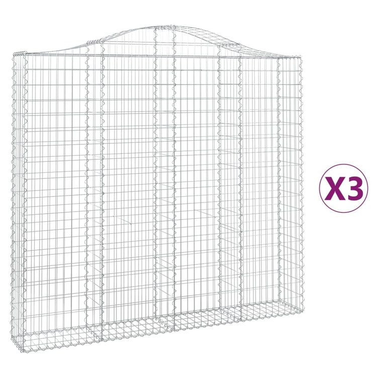 VidaXL Schanskorven 3 st gewelfd 200x30x180 200 cm ijzer