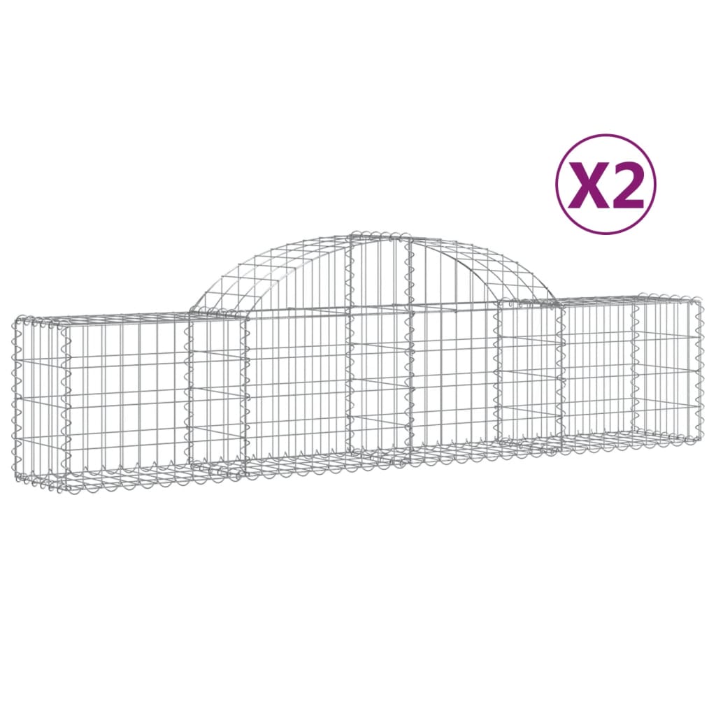 Vidaxl schanskorven 2 st gewelfd 200x30x40 60 cm gegalvaniseerd ijzer