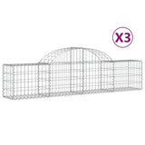 VidaXL Schanskorven 3 st gewelfd 200x30x40 60 cm gegalvaniseerd ijzer - afbeelding 2