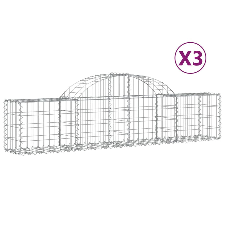 VidaXL Schanskorven 3 st gewelfd 200x30x40 60 cm gegalvaniseerd ijzer