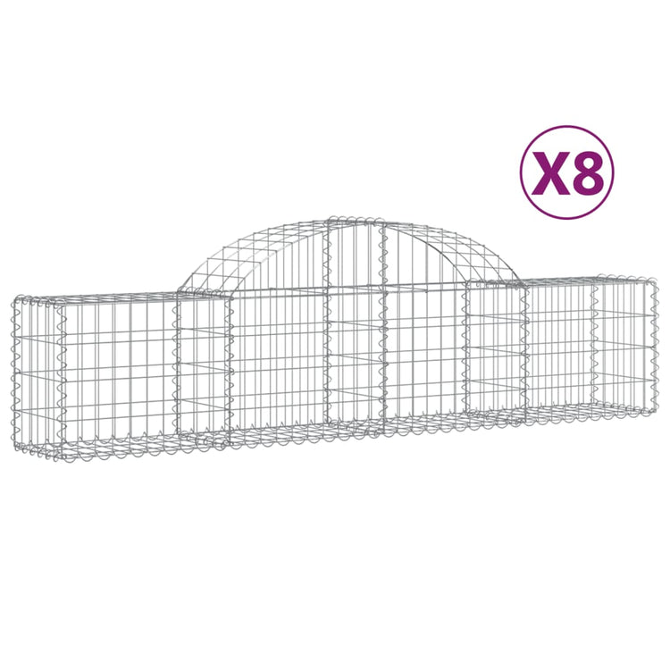 VidaXL Schanskorven 8 st gewelfd 200x30x40 60 cm gegalvaniseerd ijzer