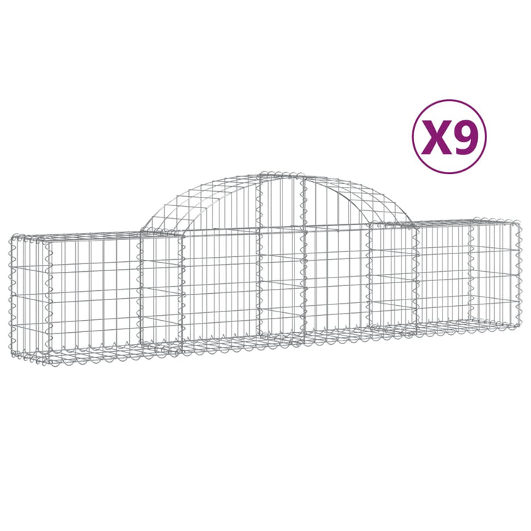 VidaXL Schanskorven 9 st gewelfd 200x30x40 60 cm gegalvaniseerd ijzer