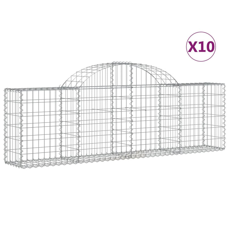 VidaXL Schanskorven 10 st gewelfd 200x30x60 80 cm gegalvaniseerd ijzer