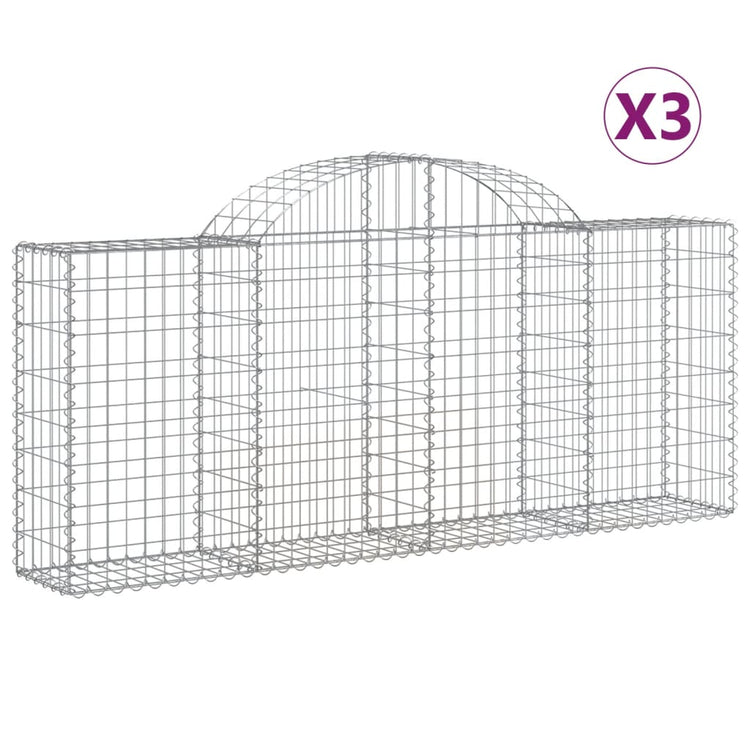 VidaXL Schanskorven 3 st gewelfd 200x30x80 100 cm gegalvaniseerd ijzer