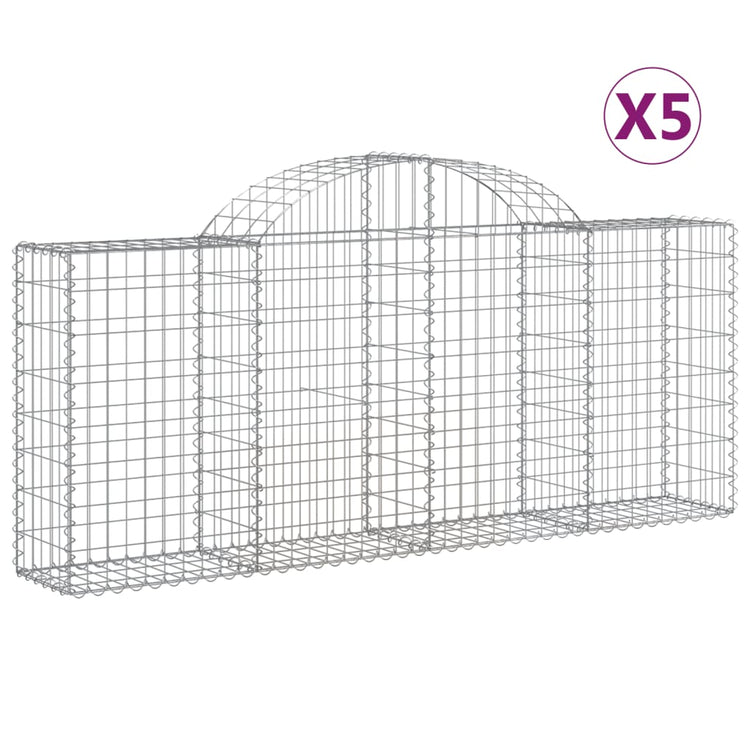 VidaXL Schanskorven 5 st gewelfd 200x30x80 100 cm gegalvaniseerd ijzer