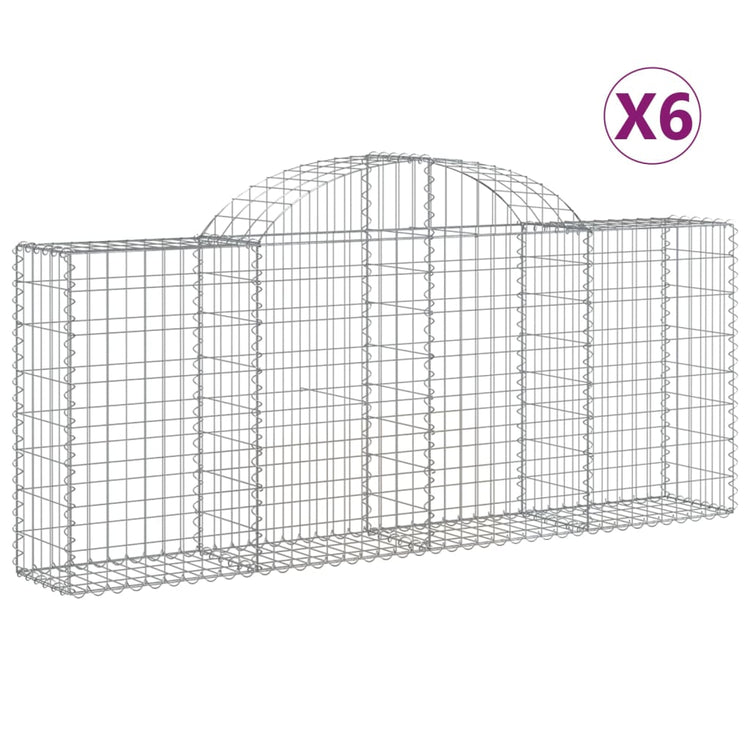 VidaXL Schanskorven 6 st gewelfd 200x30x80 100 cm gegalvaniseerd ijzer