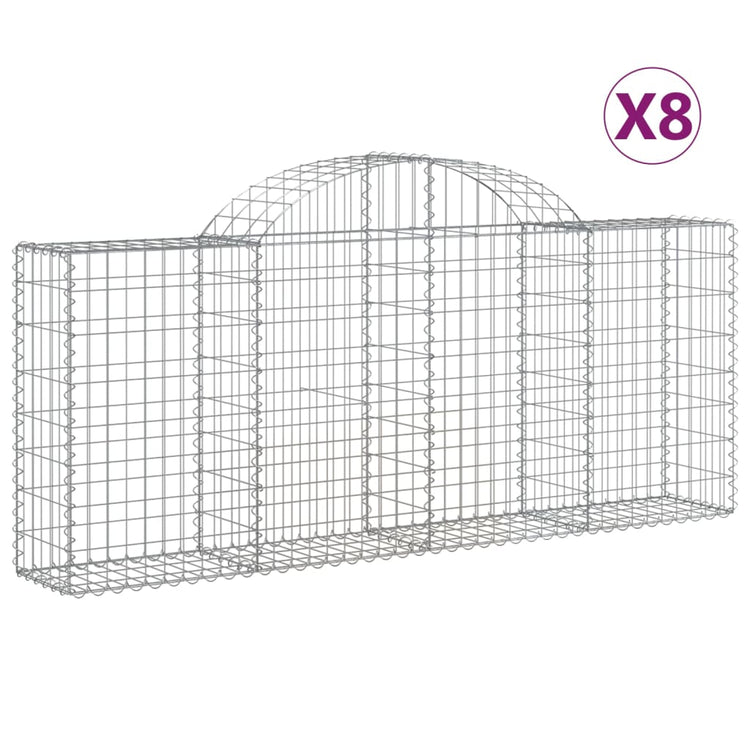 VidaXL Schanskorven 8 st gewelfd 200x30x80 100 cm gegalvaniseerd ijzer