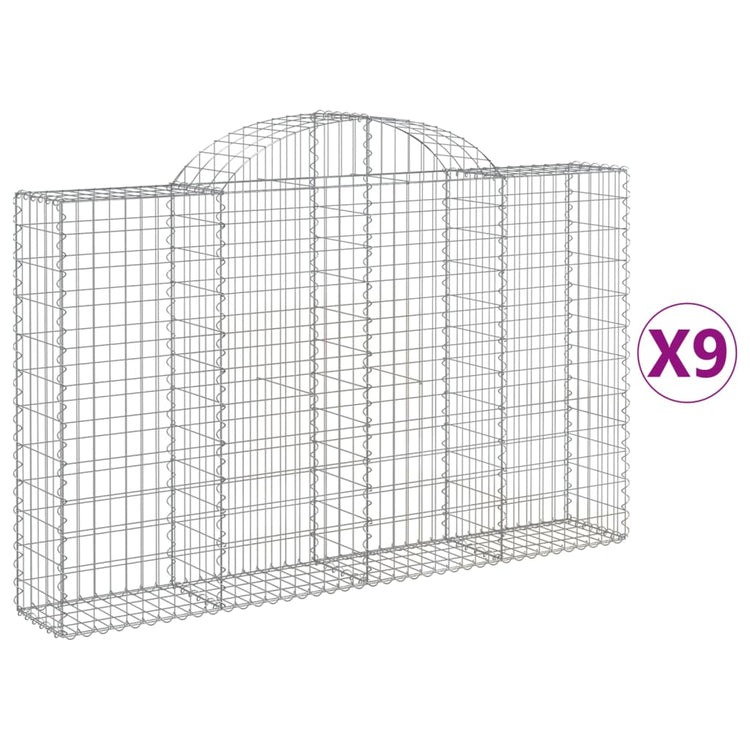 VidaXL Schanskorven 9 st gewelfd 200x30x120 140 cm ijzer
