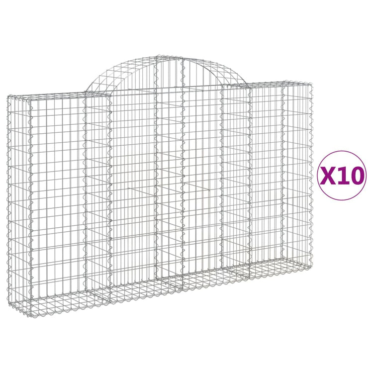 VidaXL Schanskorven 10 st gewelfd 200x30x120 140 cm ijzer